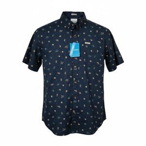 Columbia Men's Collegiate Navy Shirt Deserted Rapid Rivers Printed Size Medium